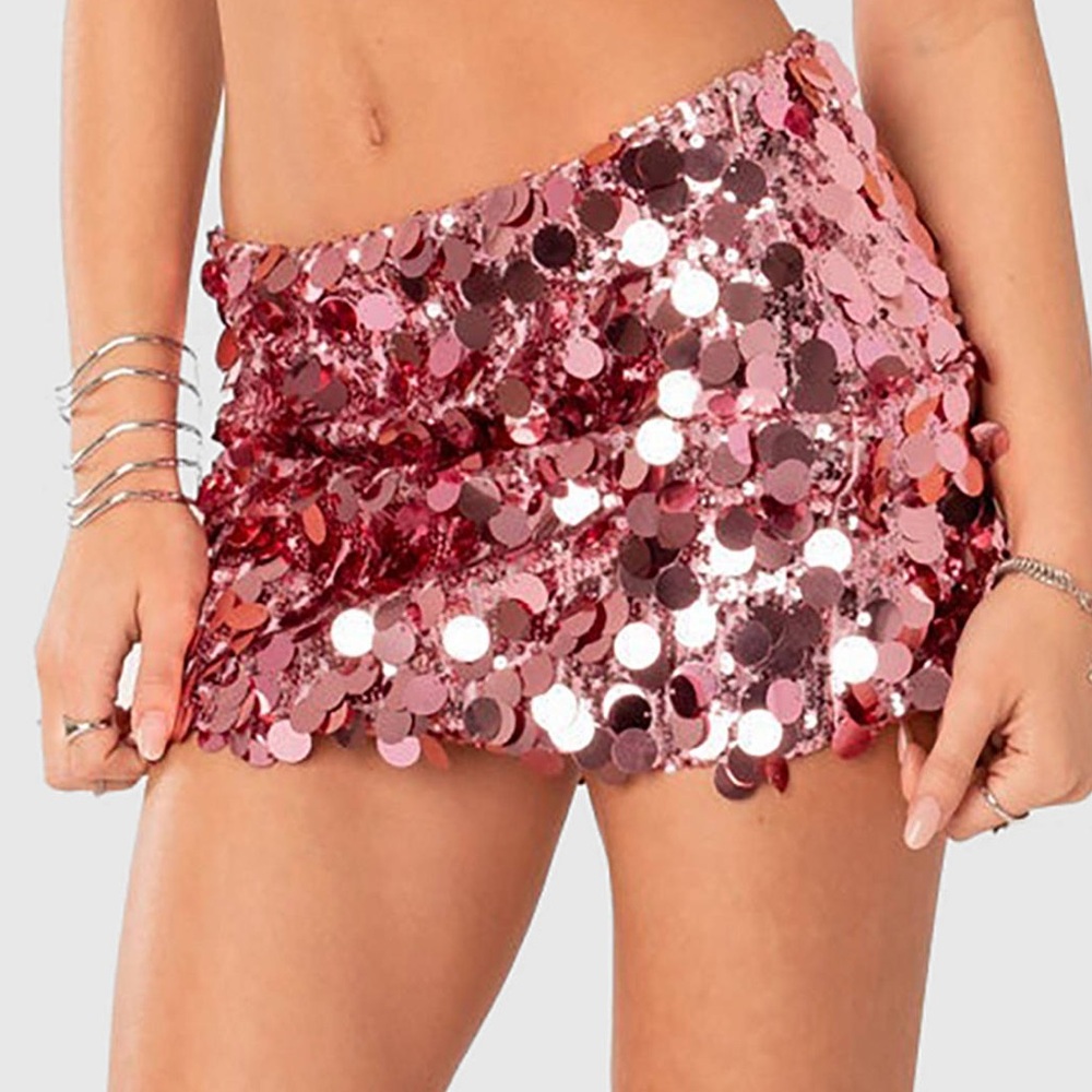 Urban Outfitters Pink Sequin Mini Skirt